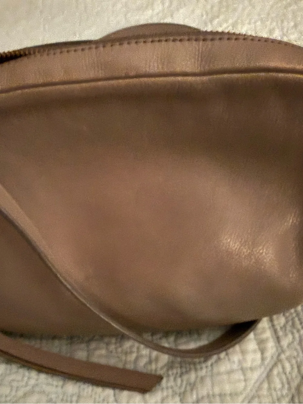 Fossil gray/Taupe Leather Crossbody Bag with Braided Accent
